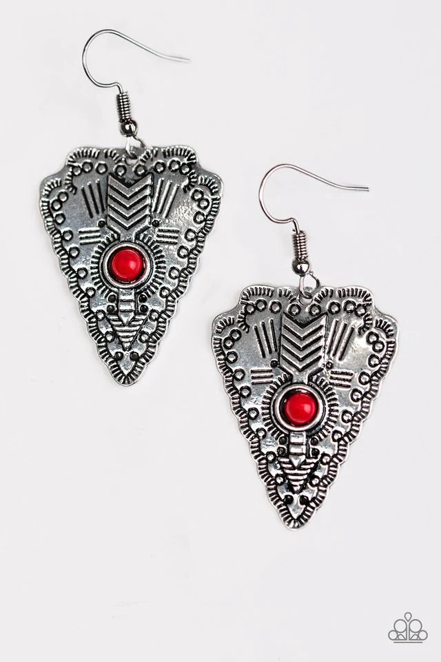 Paparazzi Earring ~ Aim True - Red