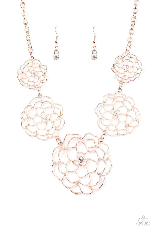 Paparazzi Necklace ~ Crowned Carnation - Rose Gold