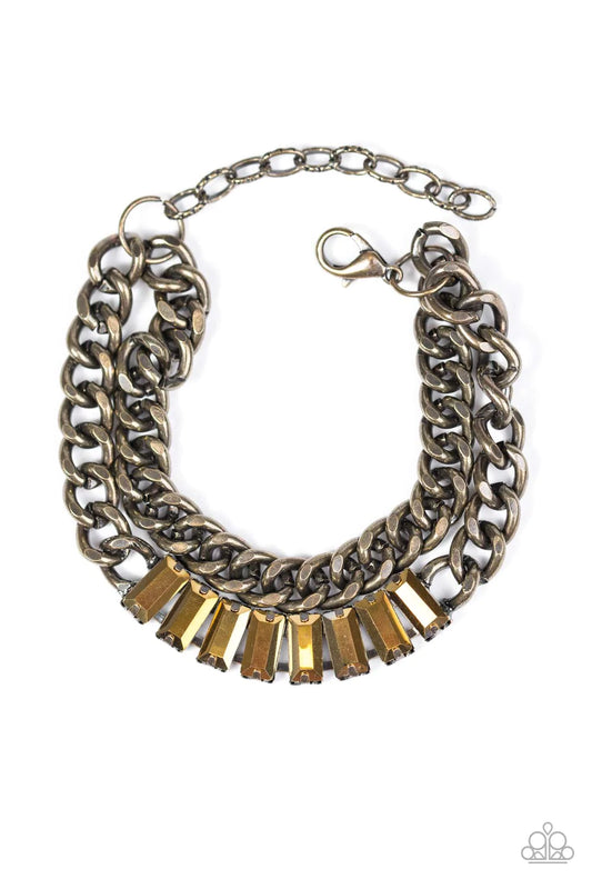 Paparazzi Bracelet ~ Plunge Into Grunge - Brass