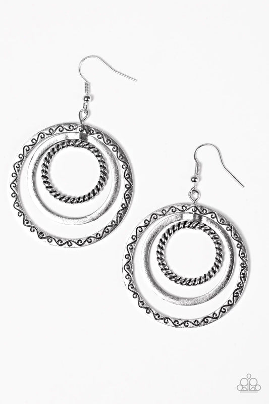 Paparazzi Earring ~ Go Get Em, TIGRESS - Silver