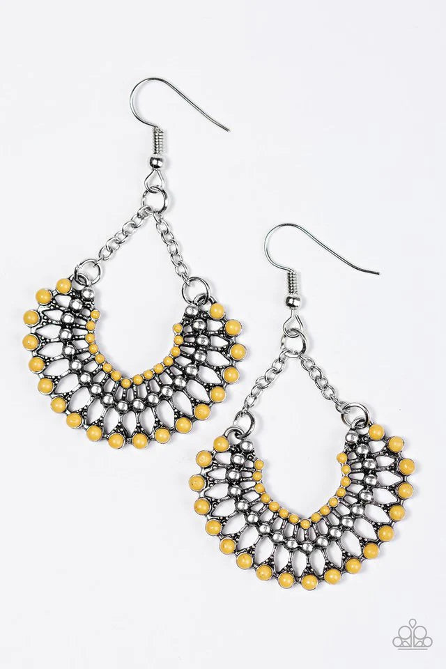 Paparazzi Earring ~ FAN Together - Yellow