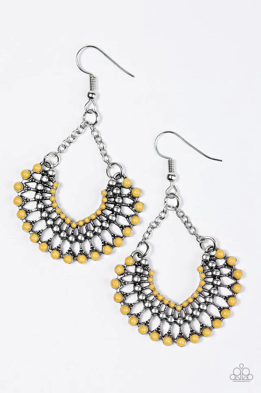 Paparazzi Earring ~ FAN Together - Yellow