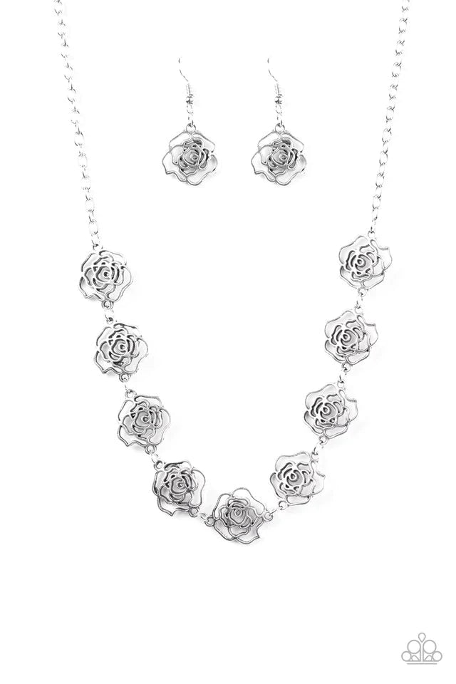 Paparazzi Necklace ~ Fleur de Flirt - Silver