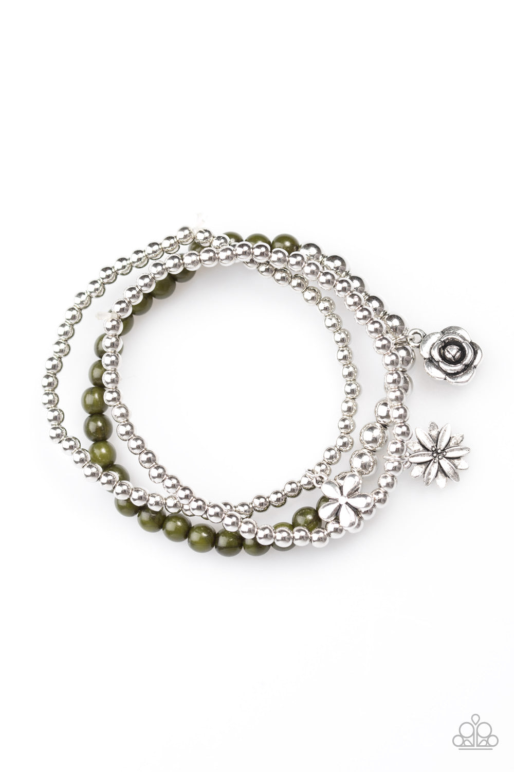 Pulsera Paparazzi ~ Fiesta Gardenia - Verde