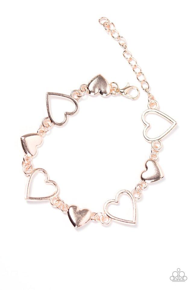 Pulsera Paparazzi ~ HEART To Handle - Oro rosa