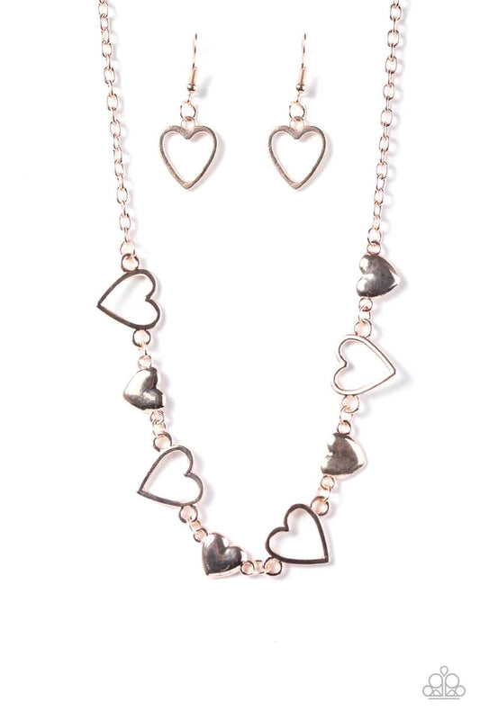 Paparazzi Necklace ~ Hustle and Heart - Rose Gold