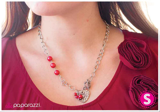 Paparazzi Necklace ~ Heart of the Matter - Red