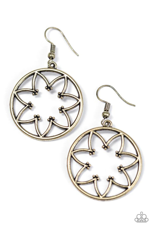 Paparazzi Earring ~ Let It BEAM - Brass