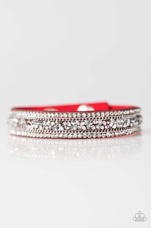 Paparazzi Bracelet ~ GLAM On Fire - Red