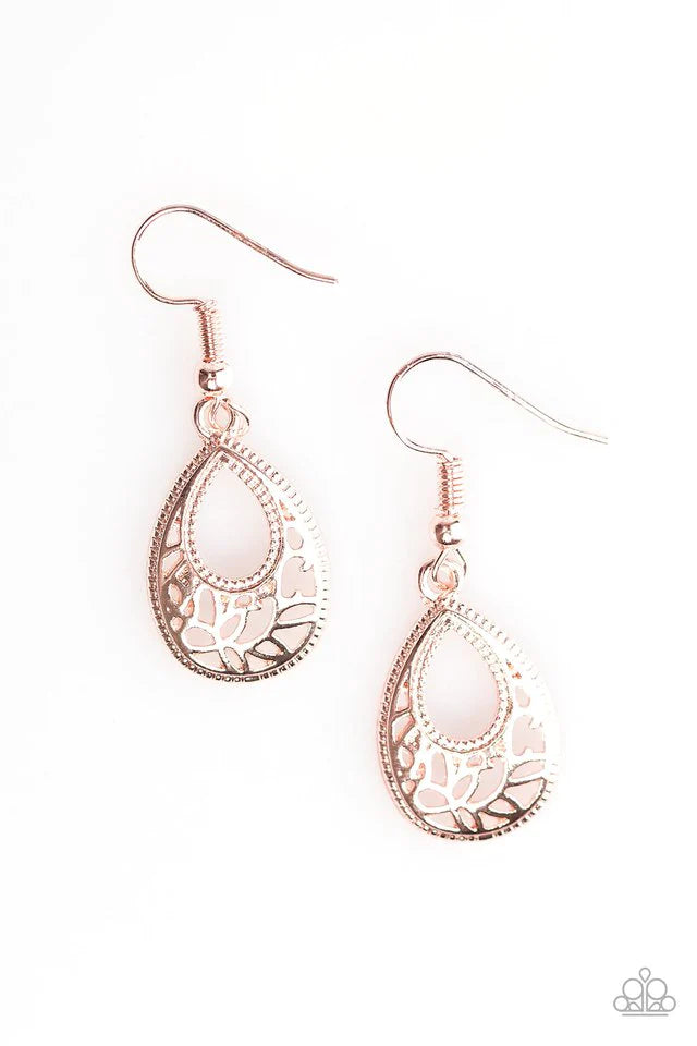 Paparazzi Earring ~ Drop A GLINT - Rose Gold