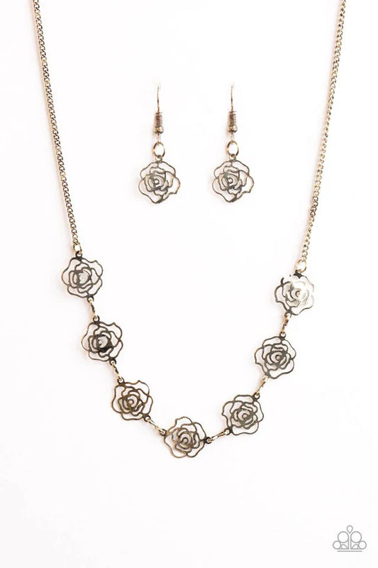 Paparazzi Necklace ~ A Rare Rose - Brass