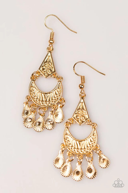 Paparazzi Earring ~ Shimmering Sands - Gold