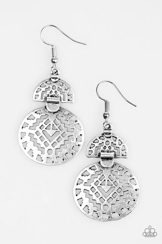 Paparazzi Earring ~ Jammin Jungalow - Silver