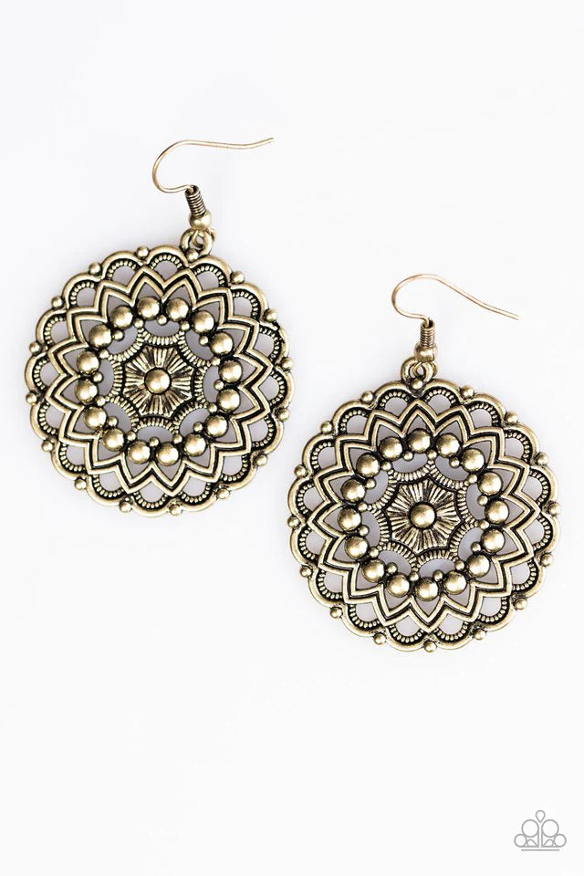 Paparazzi Earring ~ Tahitian Terrace - Brass