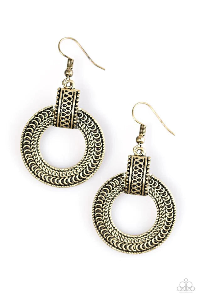 Paparazzi Earring ~ Get Your Wild On - Brass