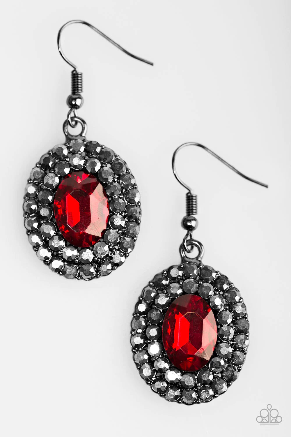 Paparazzi Earring ~ Grit and Glitter - Red