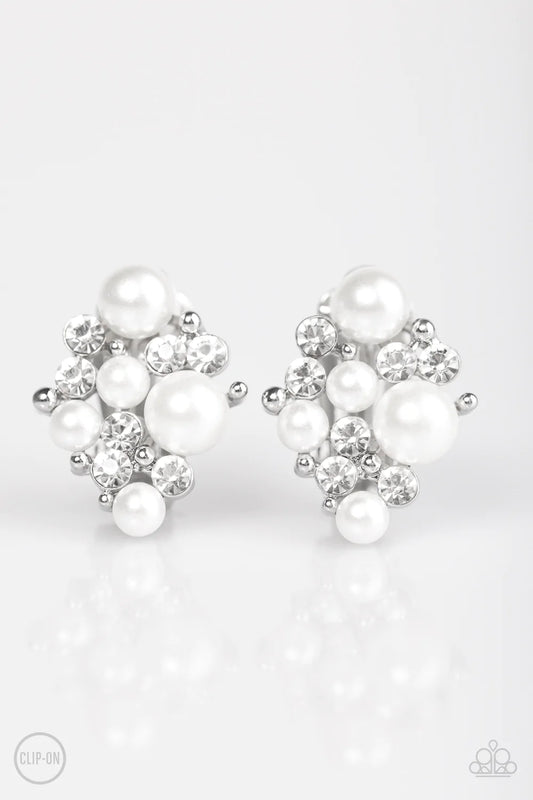 Paparazzi Earring ~ Along For The BRIDE - White