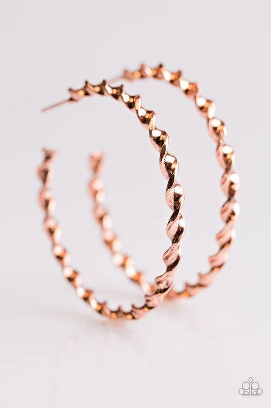 Paparazzi Earring ~ A Whirl and A Twirl - Copper