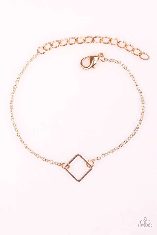 Pulsera Paparazzi ~ The SQUARE Minimum - Oro rosa