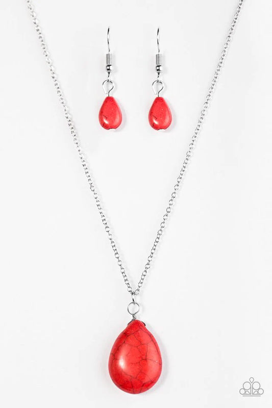 Paparazzi Necklace ~ Stone Solo - Red