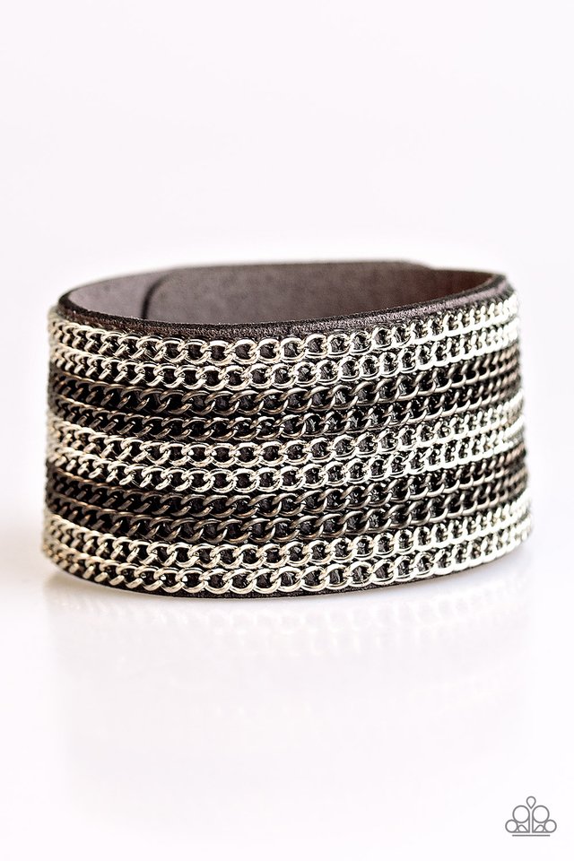 Pulsera Paparazzi ~ GLAM Of Steel - Plata