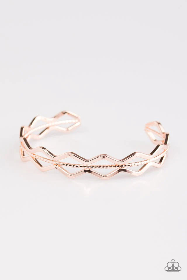 Paparazzi Bracelet ~ Catch The Next Wave - Rose Gold