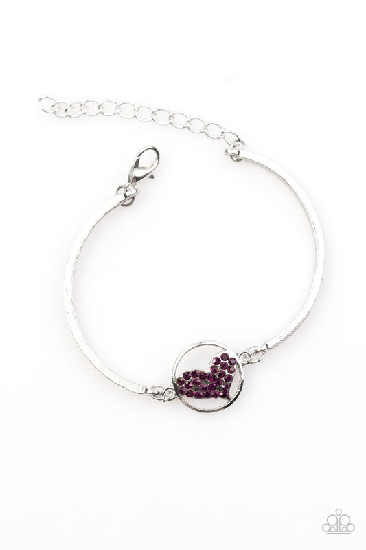 Pulsera Paparazzi ~ HEART Knock Life - Púrpura