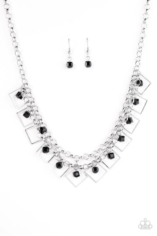 Paparazzi Necklace ~ GEO Down In History - Black