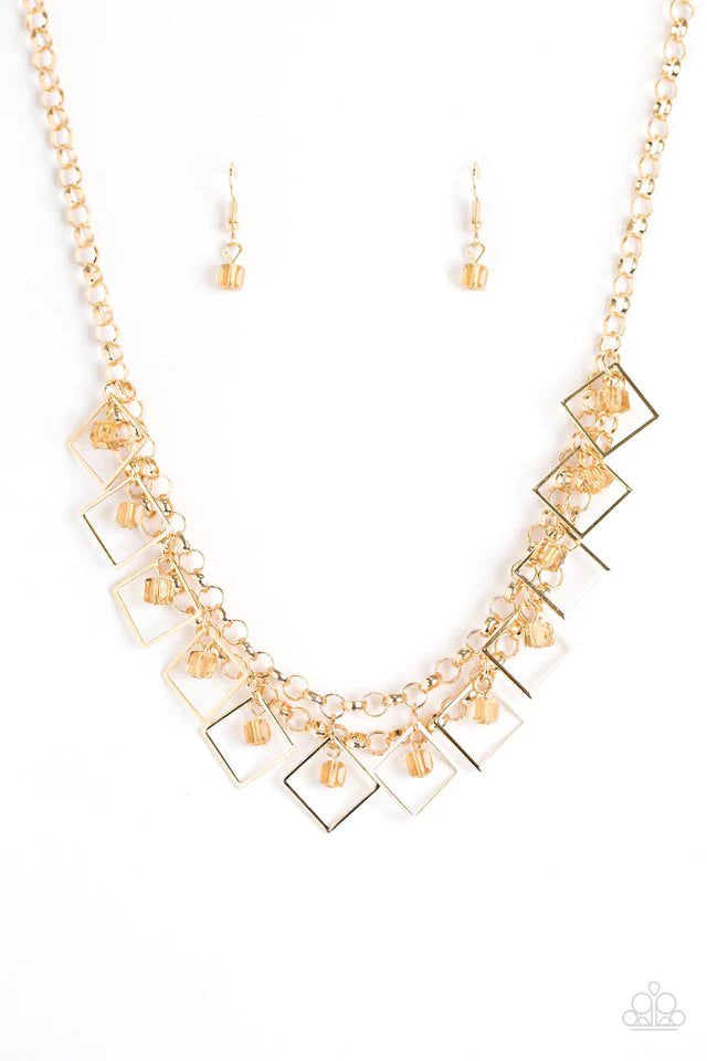 Paparazzi Necklace ~ GEO Down In History - Gold