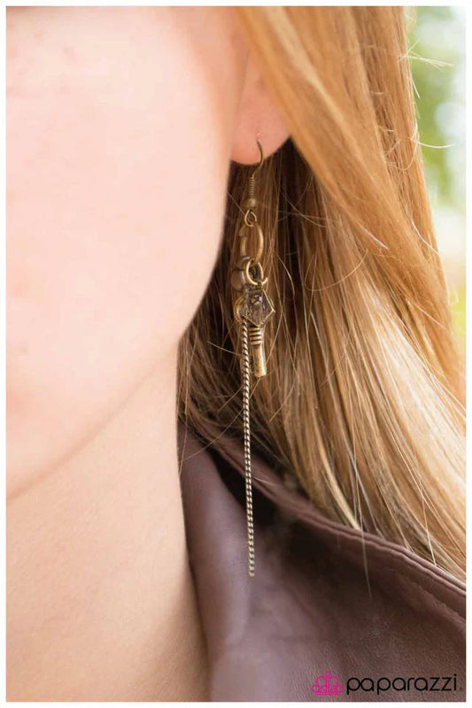 Paparazzi Earring ~ Keep It Low Key - Brass