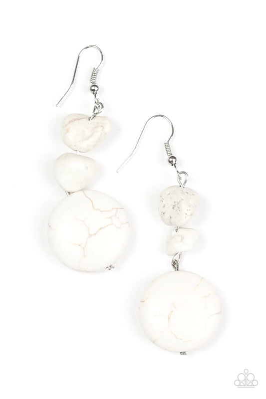 Paparazzi Earring ~ Fabulously Flintstone - White