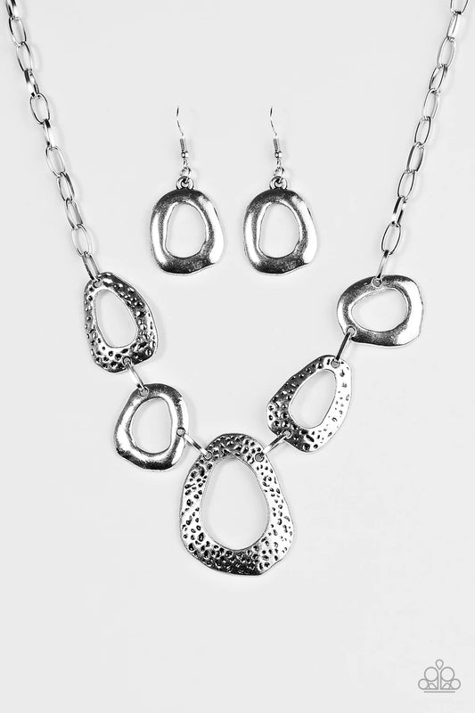 Paparazzi Necklace ~ Very CAVE-alier - Silver