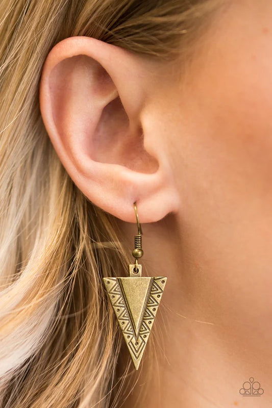 Paparazzi Earring ~ Sharpen Up - Brass