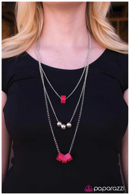 Paparazzi Necklace ~ Fair and Square - Red