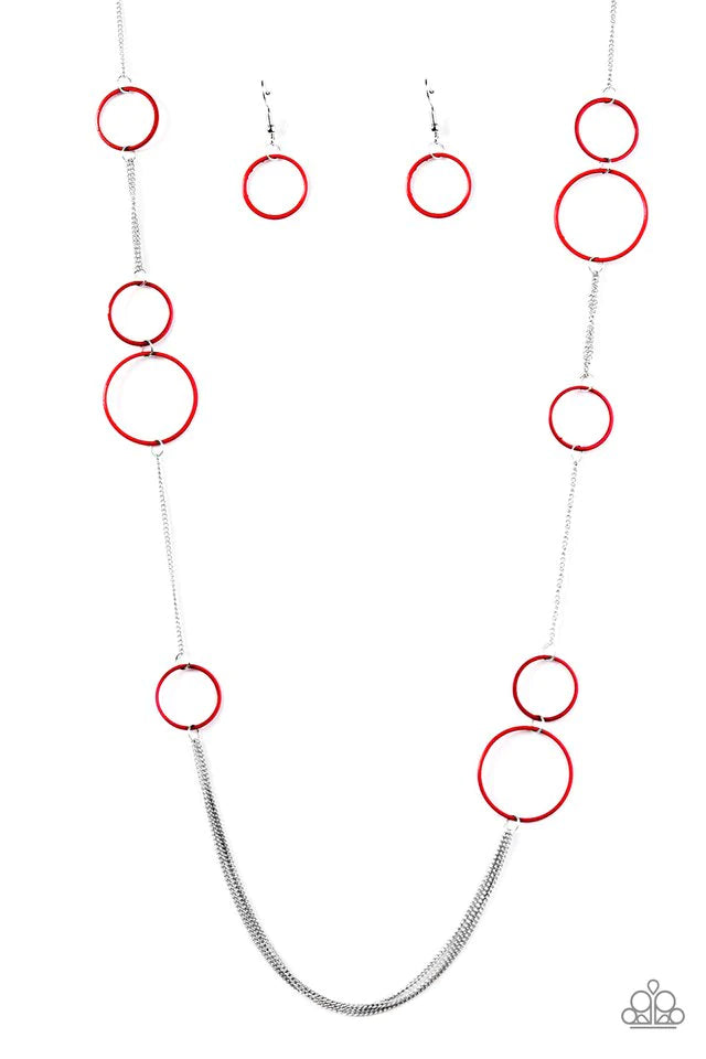 Paparazzi Necklace ~ Hoop and Hoppin - Red