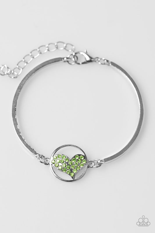 Pulsera Paparazzi ~ HEART Knock Life - Verde