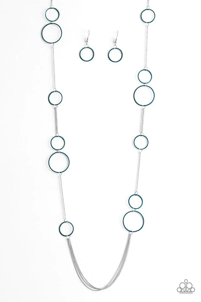 Paparazzi Necklace ~ Hoop and Hoppin - Blue