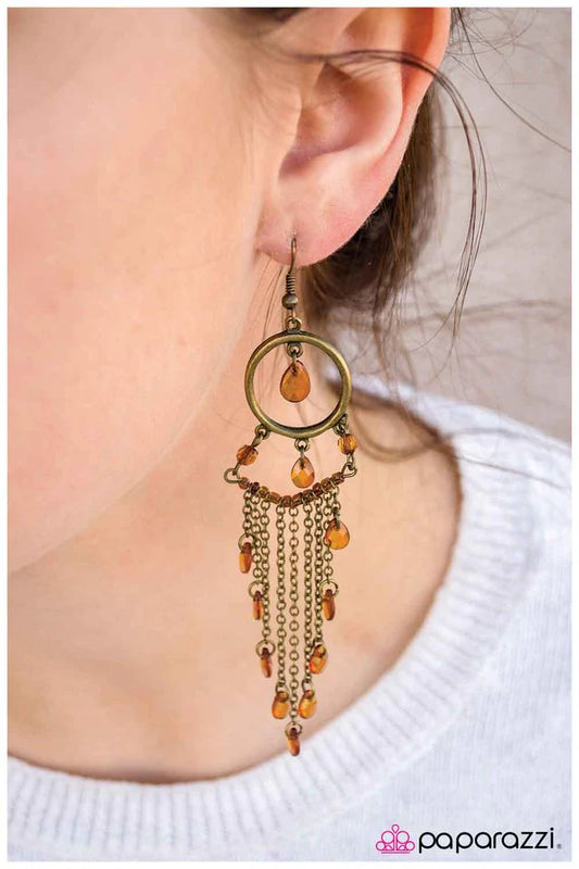 Paparazzi Earring ~ Dreamcatcher - Brass