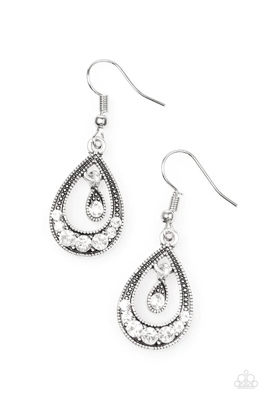 Paparazzi Earring ~ Downtown Princess - White