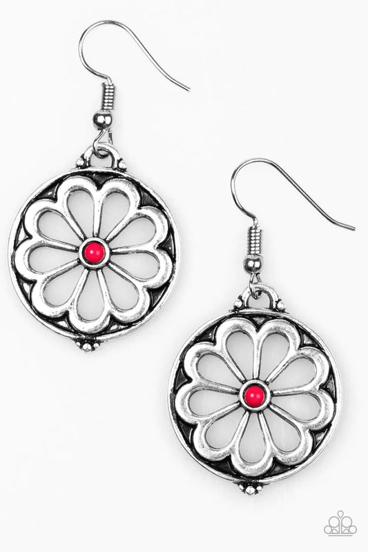 Paparazzi Earring ~ Common Daisy - Red