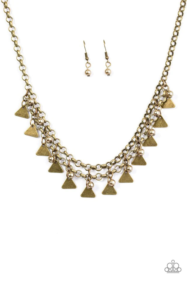 Paparazzi Necklace ~ Pretty In Pyramids - Brass