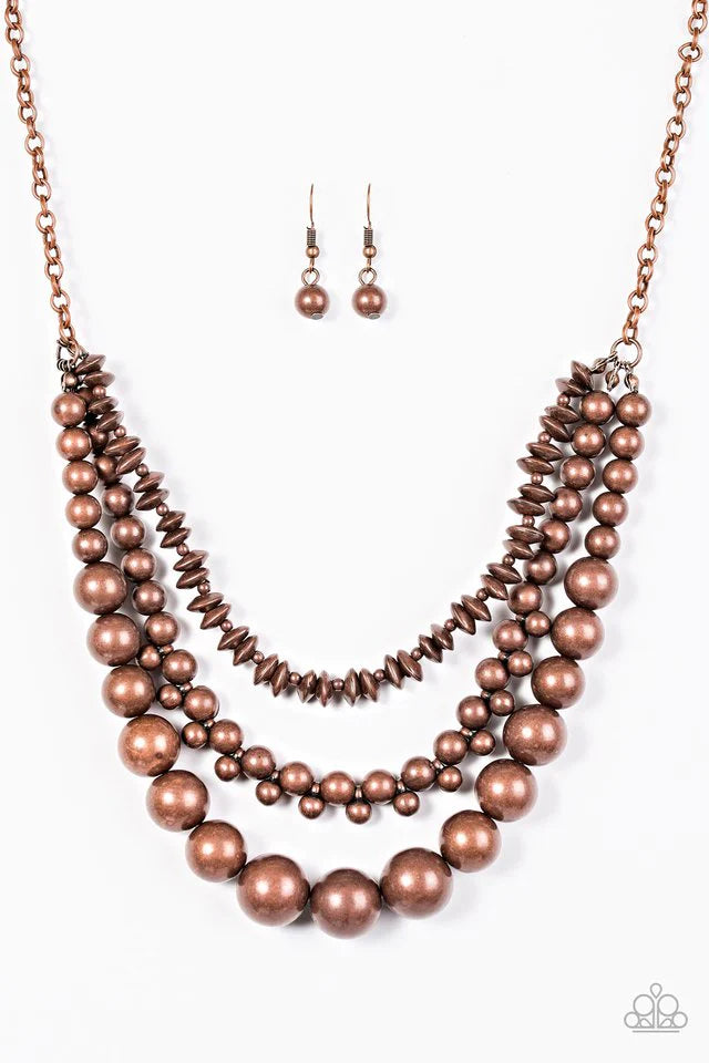 Paparazzi Necklace ~ Beaded Beauty - Copper