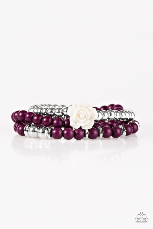 Paparazzi Bracelet ~ Waltzing Wildflowers - Purple