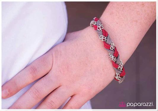 Paparazzi Bracelet ~ Leather the Storm - Red