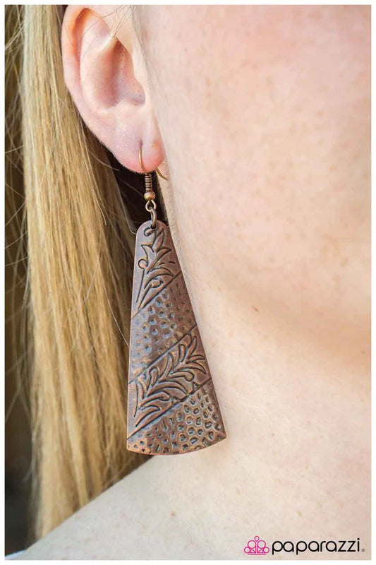 Paparazzi Earring ~ Lucky Penny - Copper