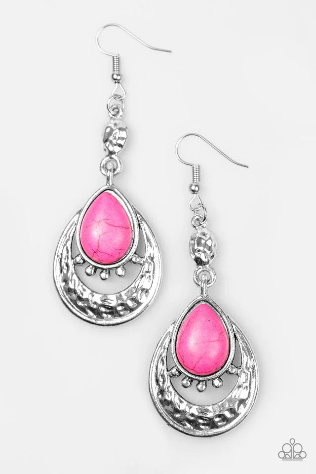 Paparazzi Earring ~ Take Me To The River - Pink