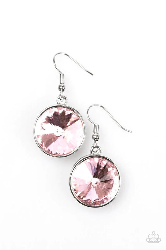 Paparazzi Earring ~ Classy and Glassy - Pink