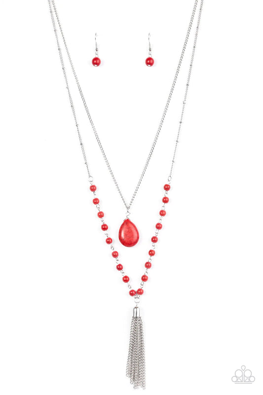 Paparazzi Necklace ~ Flintstone Flirt - Red