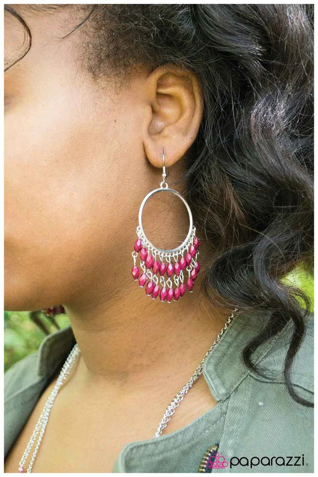 Paparazzi Earring ~ Sporadic Sprinkles - Pink