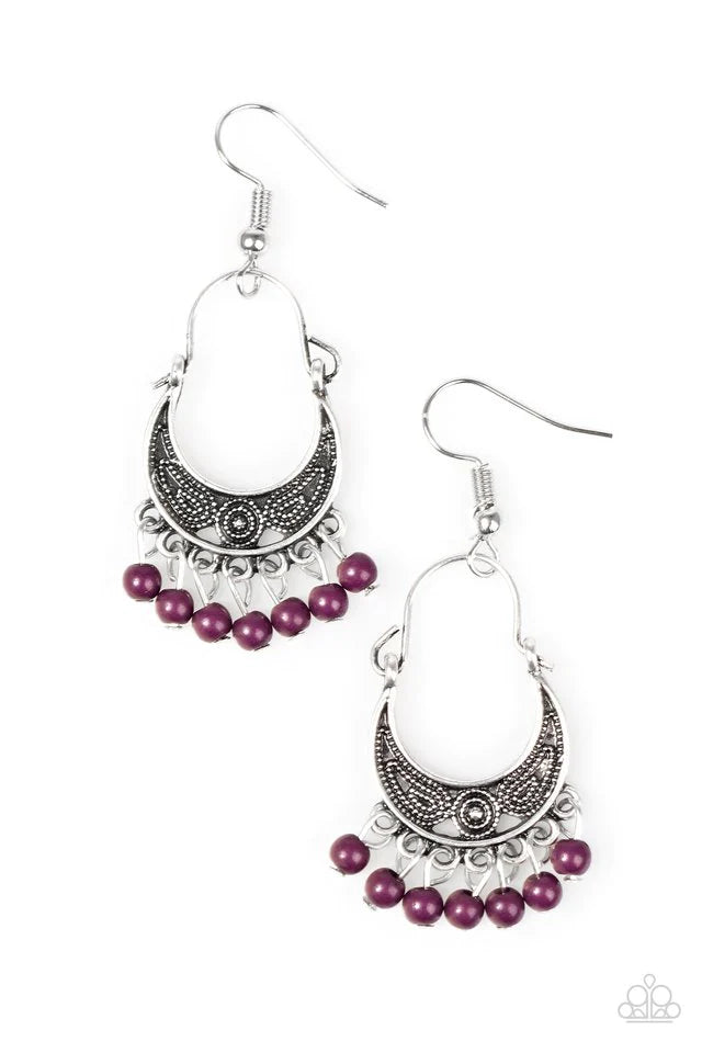 Paparazzi Earring ~ Hopelessly Houston - Purple